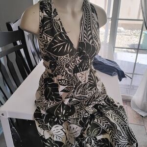 Indulge Black and Cream Leaf Print Jumpsuit